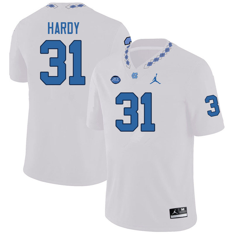 Men #31 Will Hardy North Carolina Tar Heels College Football Jerseys Sale-White
